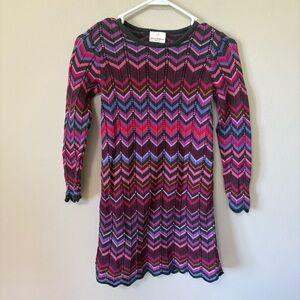 Hannah Andersson Girls Crochet Chevron Dress 130 cm